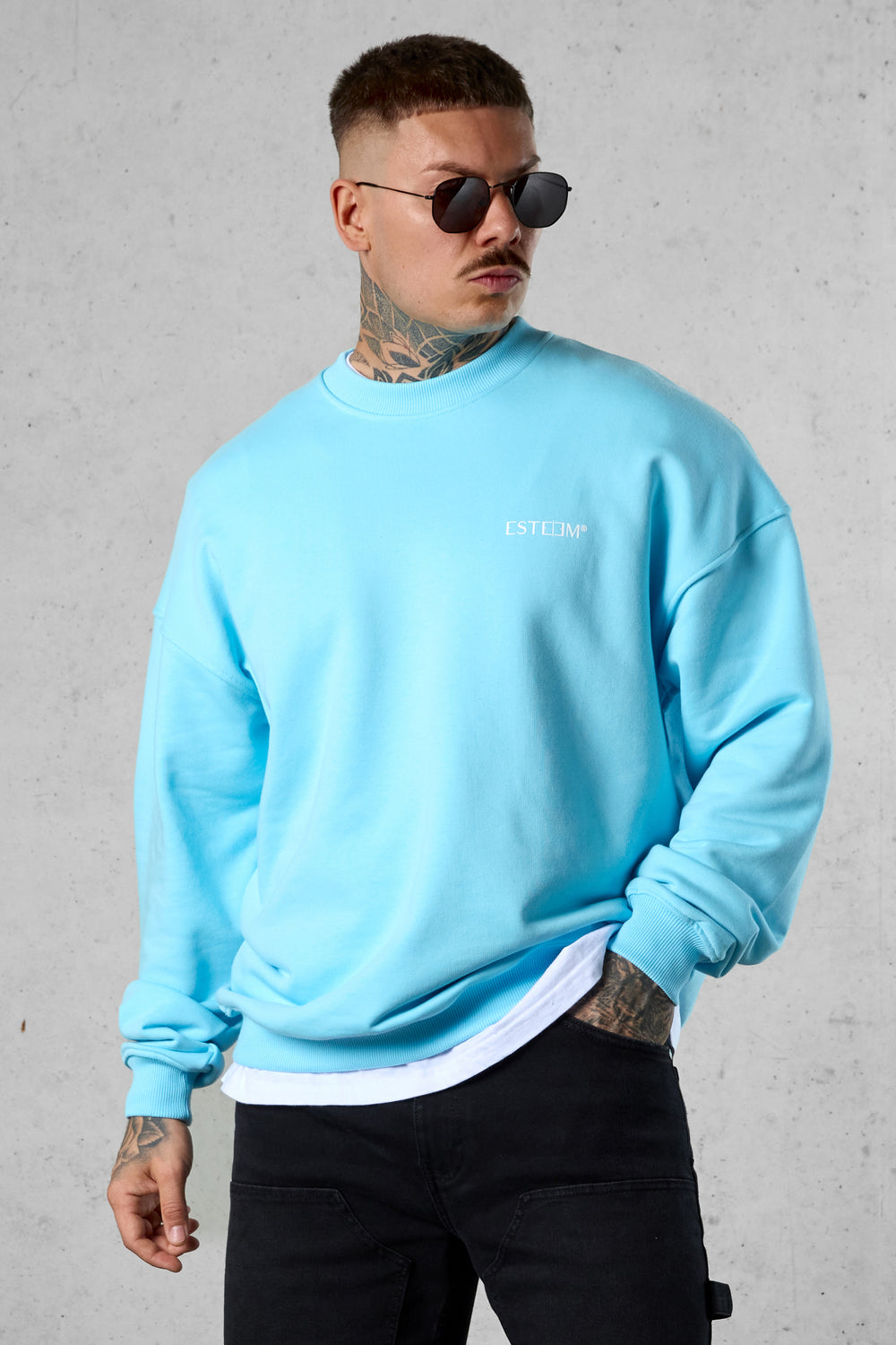 TROPICALBLUE DISCREET OVERSIZED SWEATER