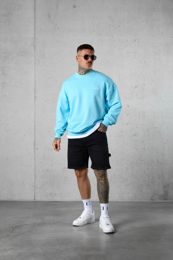 TROPICALBLUE DISCREET OVERSIZED SWEATER