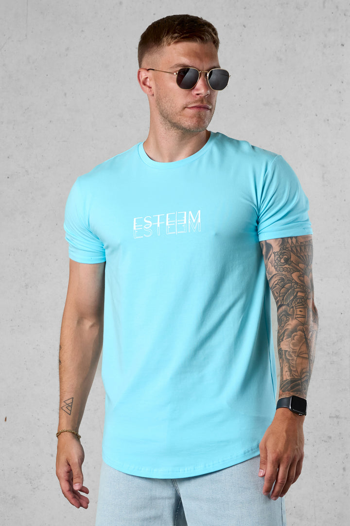 TROPICALBLUE DOUBLE LETTERING TEE