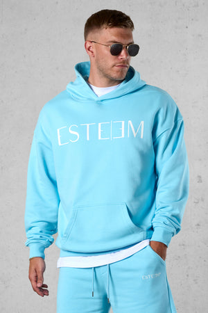TROPICALBLUE LETTERING OVERSIZED SWEATHOODIE