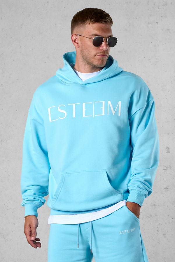 TROPICALBLUE LETTERING OVERSIZED SWEATHOODIE