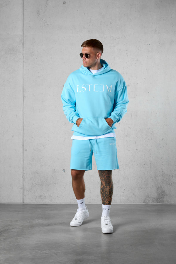 TROPICALBLUE LETTERING OVERSIZED SWEATHOODIE