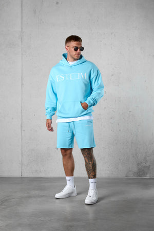TROPICALBLUE LETTERING OVERSIZED SWEATHOODIE