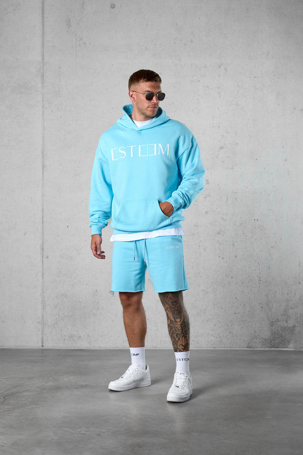 TROPICALBLUE LETTERING OVERSIZED SWEATHOODIE