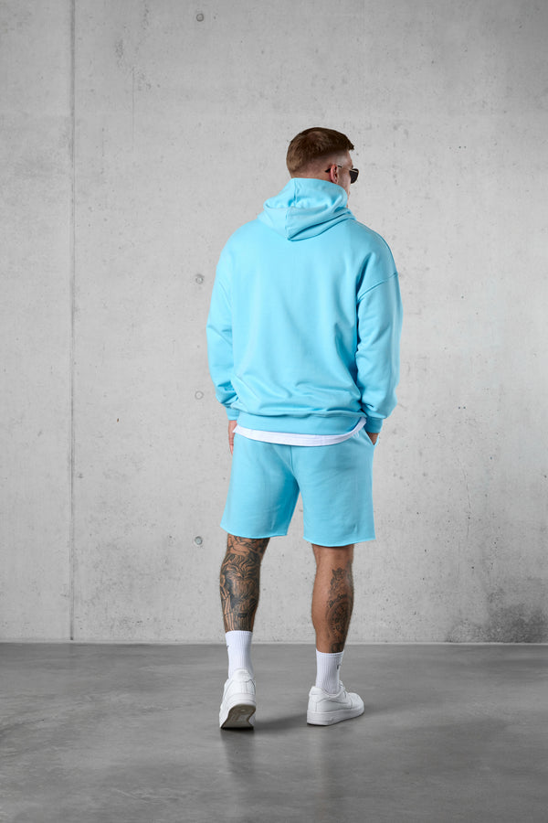 TROPICALBLUE LETTERING OVERSIZED SWEATHOODIE