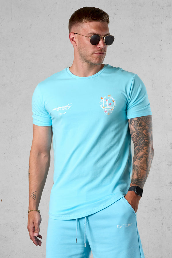 TROPICALBLUE SPIRAL BUTTERFLY LOGO TEE