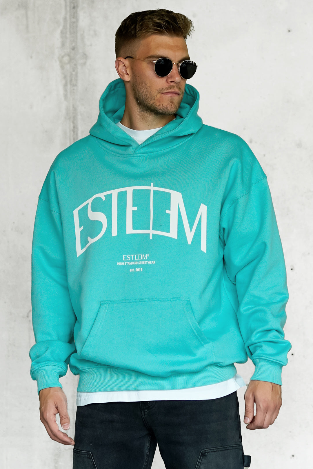 TURQUOISE CURVE OVERSIZED HOODIE