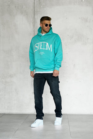 TURQUOISE CURVE OVERSIZED HOODIE