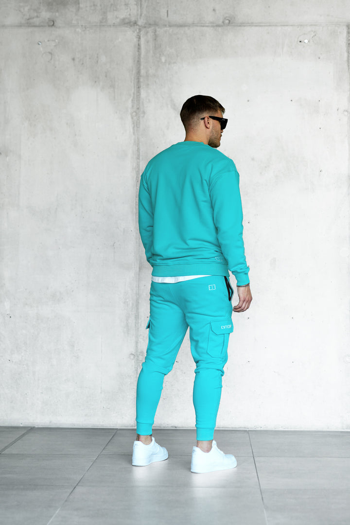 TURQUOISE LETTERING SWEATER