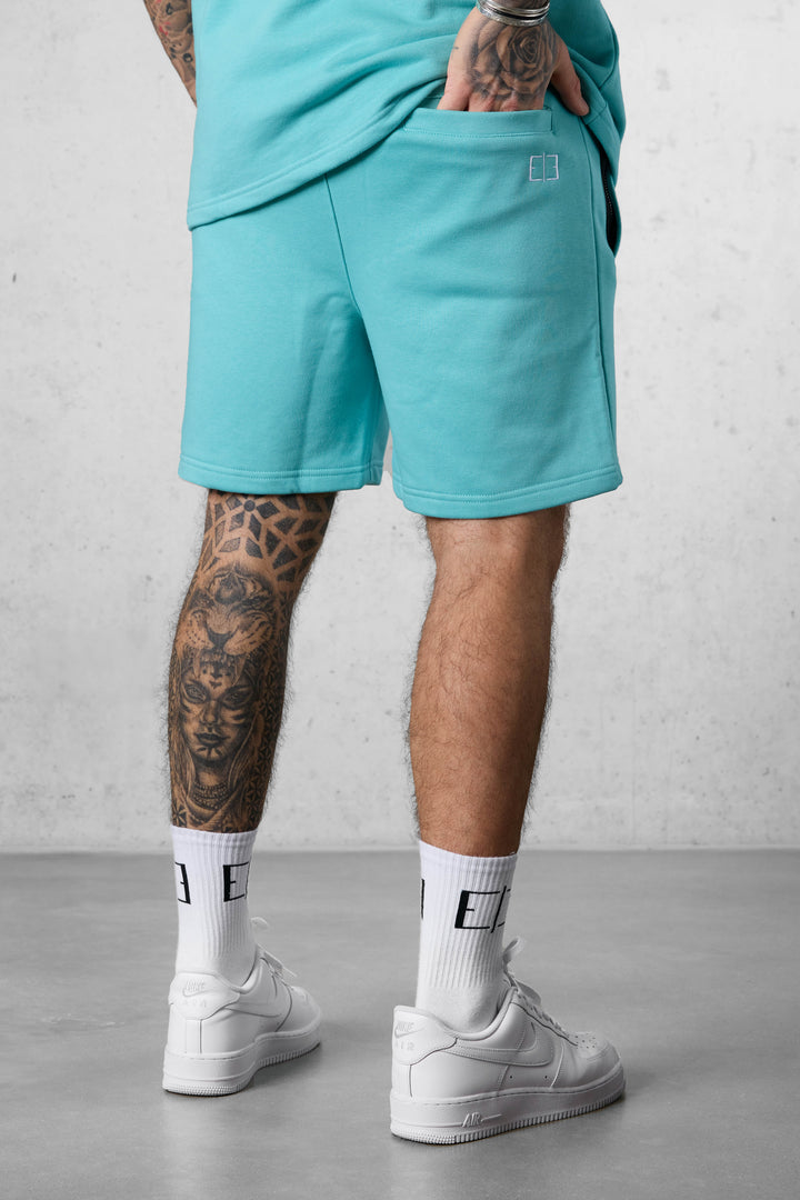 TURQUOISE BASIC SWEATSHORTS