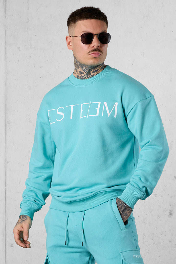 TURQUOISE LETTERING SWEATER