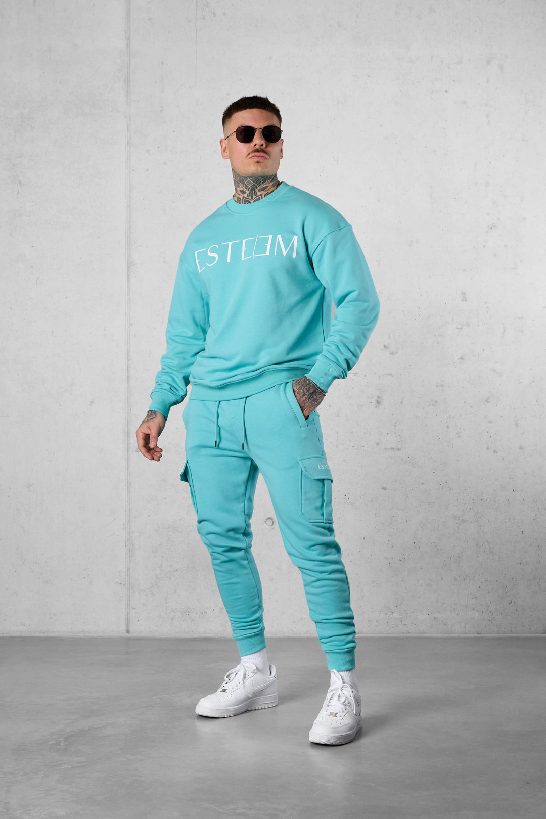 TURQUOISE LETTERING SWEATER