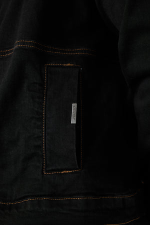 WASHED BLACK CONTRAST JEANS JACKET