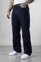 WASHED DARKBLUE CONTRAST LOOSE JEANS