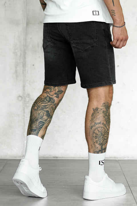 WASHED BLACK BASIC JEANSSHORTS