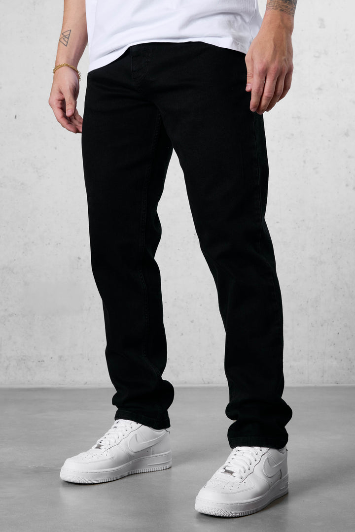 WASHED BLACK BASIC STRAIGHT JEANS 2.0