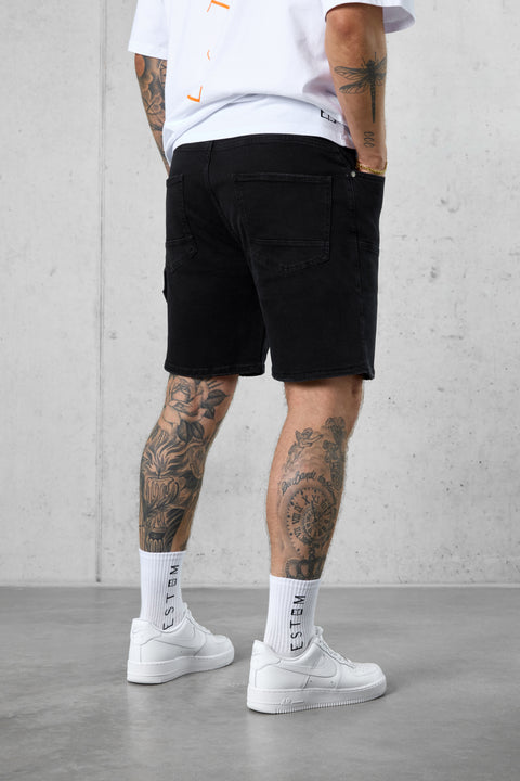 WASHED BLACK CARPENTER JEANSSHORTS