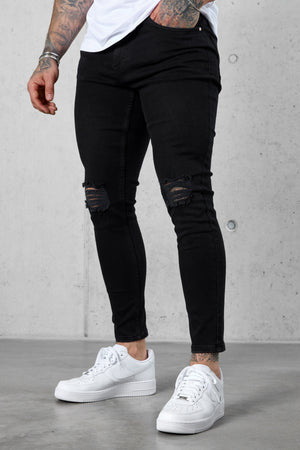 WASHED BLACK DESTROYED JEANS 5.0