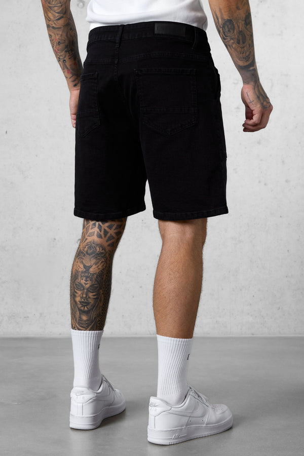 WASHED BLACK SEAMS JEANSSHORTS