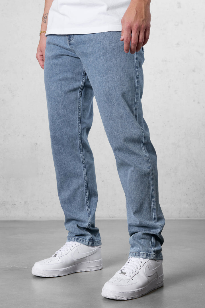 WASHED GREYBLUE BASIC STRAIGHT JEANS