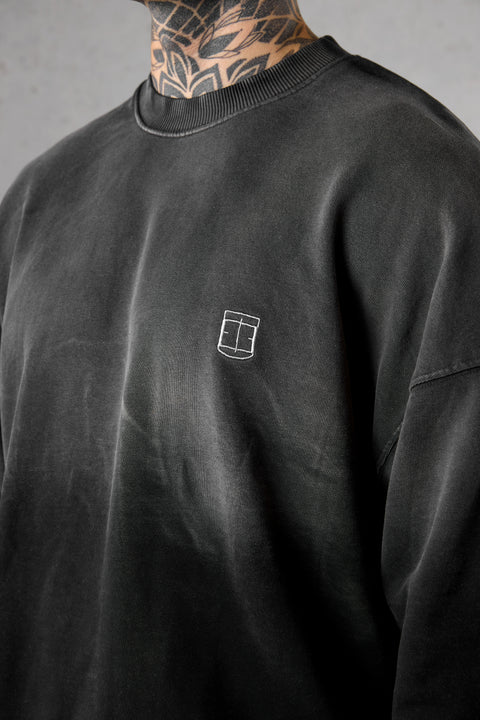 WASHED GREY ICON OVERSIZED SWEATER