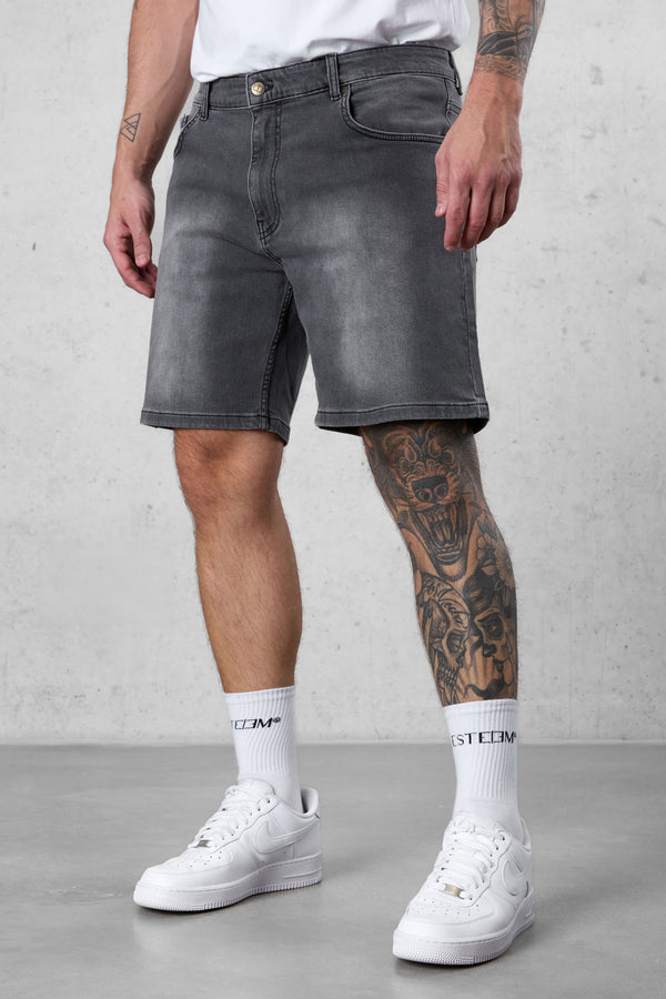 WASHED LIGHTGREY BASIC JEANSSHORTS