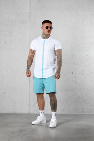 WHITE AQUA STRIPE TEE