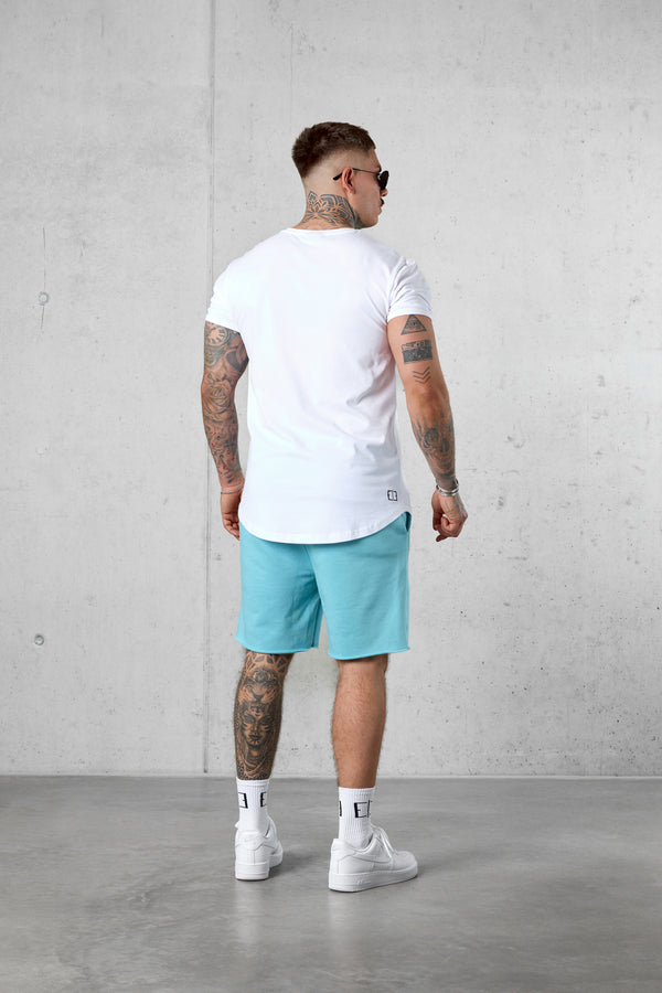 WHITE AQUA STRIPE TEE