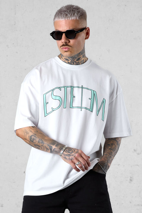 WHITE BEACHGREEN CURVE OVERSIZED TEE