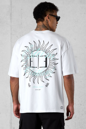 WHITE BLAZING SUNSHINE OVERSIZED TEE