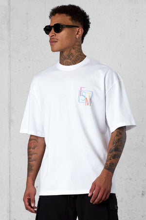 WHITE DECONSTRUCTED OVERSIZED TEE