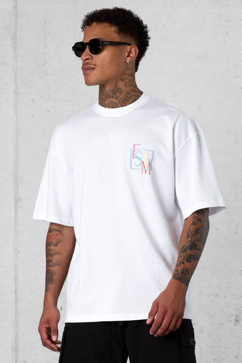 WHITE DECONSTRUCTED OVERSIZED TEE