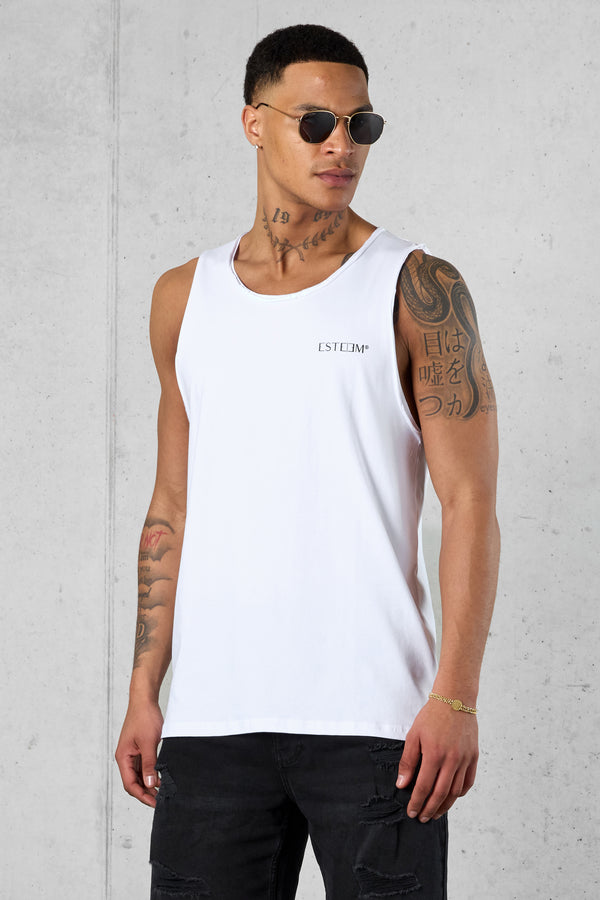 WHITE DISCREET TANK TEE