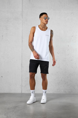 WHITE DISCREET TANK TEE