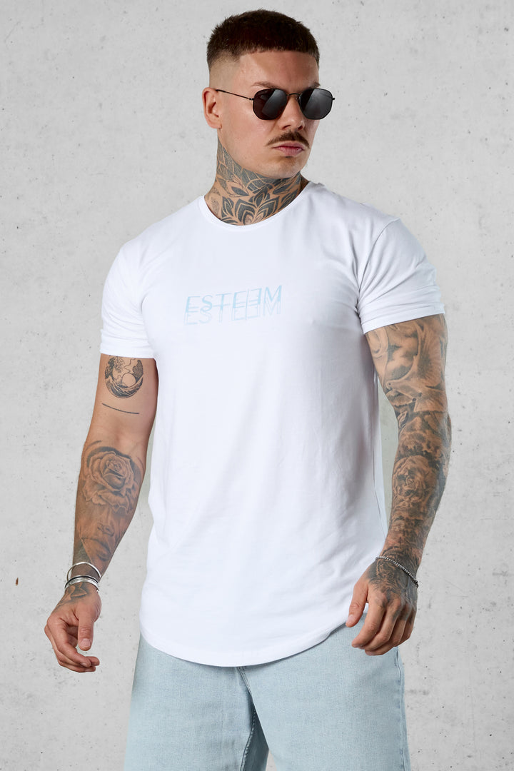 WHITE DOUBLE LETTERING TEE