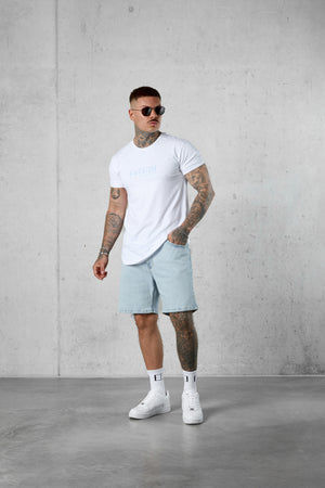 WHITE DOUBLE LETTERING TEE