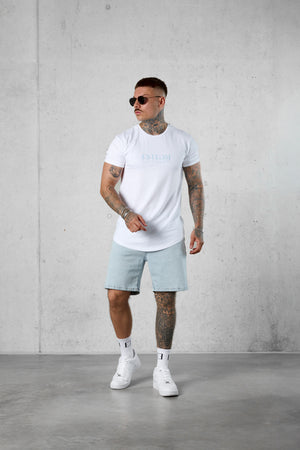 WHITE DOUBLE LETTERING TEE