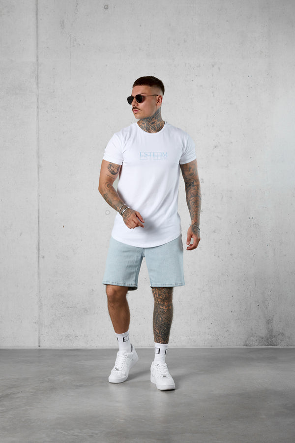 WHITE DOUBLE LETTERING TEE