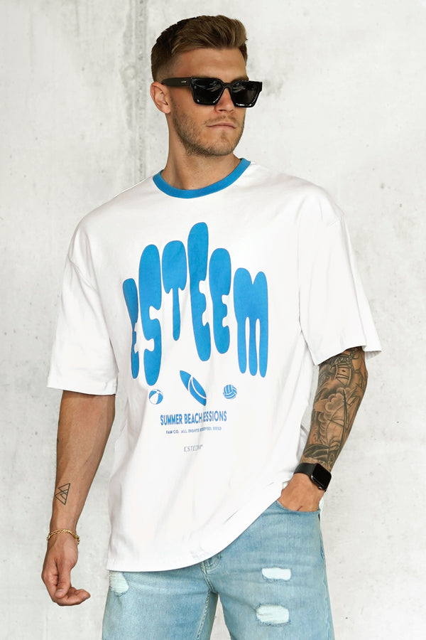 WHITE IBIZABLUE BEACH SESSIONS OVERSIZED TEE