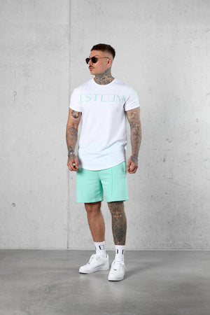 WHITE ICEGREEN LETTERING TEE