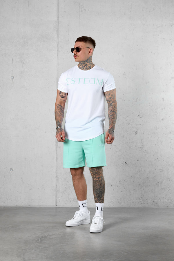 WHITE ICEGREEN LETTERING TEE