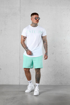 WHITE ICEGREEN LETTERING TEE