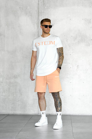 WHITE PEACH LETTERING TEE