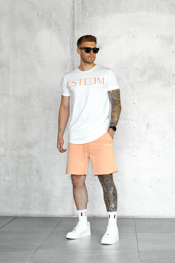 WHITE PEACH LETTERING TEE