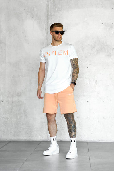 WHITE PEACH LETTERING TEE