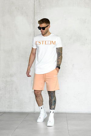 WHITE PEACH LETTERING TEE