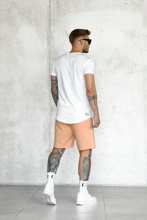 WHITE PEACH LETTERING TEE