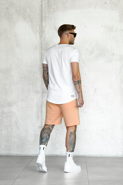 WHITE PEACH LETTERING TEE