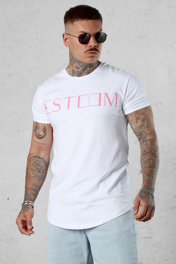 WHITE PINK LETTERING TEE