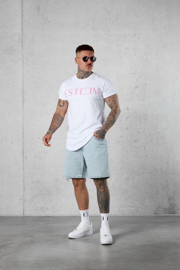 WHITE PINK LETTERING TEE